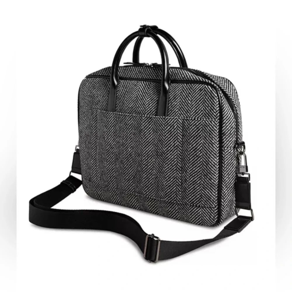 Ted Baker Andreaz Herringbone Document Bag - Black - NWT